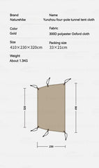 Naturehike Tent CLOUD BOAT 4 Rods Camping Tent 20㎡ Lobby 150D Windproof Rainproof Tunnel Tent With Camp Outdoor Family Tent