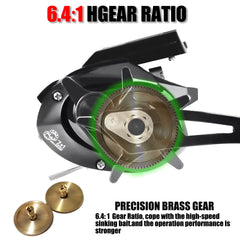 SAMOLLA Large Deep Sea Electronic Fishing Reel Baitcasting Saltwater Waterproof 6.4:1 16KG Drag Catfishing Trolling Metal Base