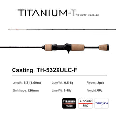 PURELURE TITANIUM-T XUL BFS Rod 0.5-6g Bait Weight 5FT 6FT Perch Trout Bass Spinning Casting Titanium Guide Bracket F MF Action