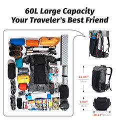Naturehike Climbing Backpack 60+5L Camping Backpack Travel Bag Large Capacity Mountaineering Backpack With Rain Cover
