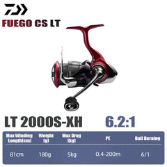 DAIWA 2025 New FUEGO CS LT Spinning Reel 5.3/5.7/6.2:1 175-325g Max Drag 12kg Fishing Reel For Seawater Freshwater