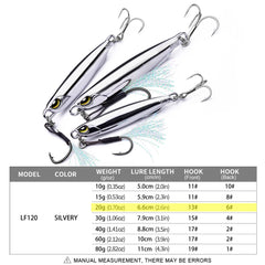 1pc Electroplated Spoon Metal Jigs Fishing Lures with Hooks -10g-80g Ideal for Catching Mackerel, Bass and More