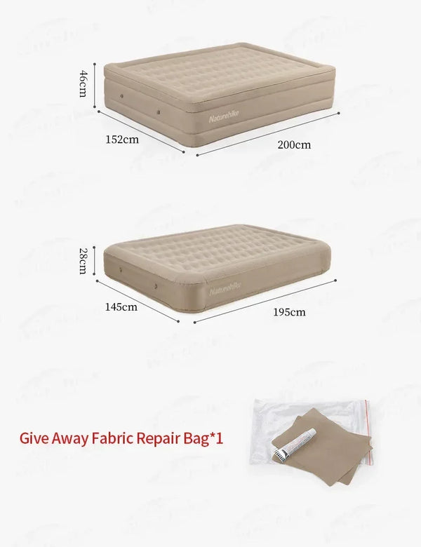 Naturehike Outdoor Camping 45cm Thick TPU Inflatable Pad Portable 2Persons Sleeping Mattress Large Mat Free Give Repair Bag