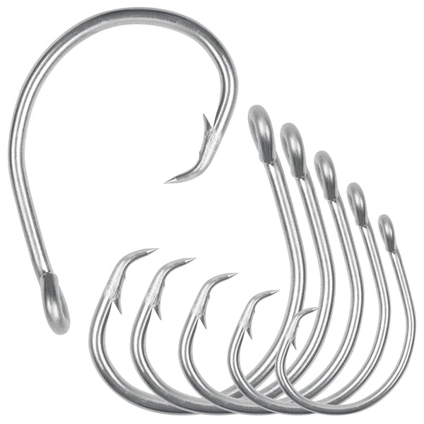 30Pcs Saltwater Tuna Fishing Hooks Stainless Steel Catfish Circle Hooks Big Game Fishing Hooks for Catfish Bass Tuna 5/0-10/0