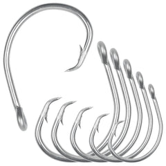 30Pcs Saltwater Tuna Fishing Hooks Stainless Steel Catfish Circle Hooks Big Game Fishing Hooks for Catfish Bass Tuna 5/0-10/0
