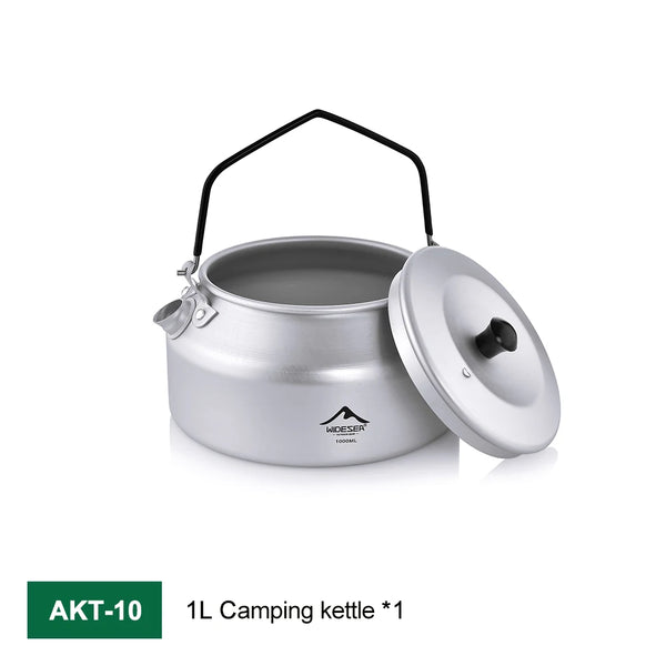Widesea Camping Outdoor 1L kettle Pure Aluminum Short-hole Removal Handle Design Portable Cookware Travel Essential Appliance