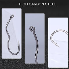 FTK High Carbon Steel Fishing Hooks 12Pcs/Pack Automatic Flip Sharp with ring 6-13# Barbed Fishhook for Carp Fishing Accessories