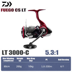 DAIWA 2025 New FUEGO CS LT Spinning Reel 5.3/5.7/6.2:1 175-325g Max Drag 12kg Fishing Reel For Seawater Freshwater