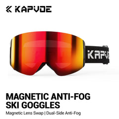 KAPVOE Men Photochromic Ski Goggles OTG Snowboard Glasses Women Anti Fog Magnetic Lens UV400 Protection Snow Sports Eyewear