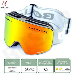 BOLLFO Men Women Snowmobile Spectacles Brand Magnetic Ski Glasses Double Lens Mountaineering Glasses UV400 Anti-Fog Ski Goggles