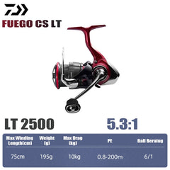 DAIWA 2025 New FUEGO CS LT Spinning Reel 5.3/5.7/6.2:1 175-325g Max Drag 12kg Fishing Reel For Seawater Freshwater