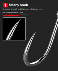 50pcs/Pack Big Eye Fishing Hook Circle Offset Fishhooks Barbed Saltwater High Carbon Steel Fish Hooks For Sea Lake River Fishing