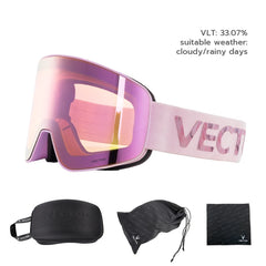 VECTOR Brand Double Layer Anti Fog Magnetic Absorption Cylindrical Ski Goggles UV400 Men Women Ski Glasses Snowboard poc glasses