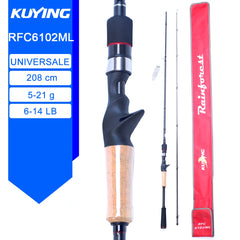 KUYING RAINFOREST 6'3" 6'6" 6'8" 6'10" 7' Fishing Lure Rod Cane Pole Stick Spinning Casting Carbon Regular M ML L Stick Cane