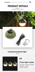 Widesea Camping Light Mini Led Lamp Outdoor Portable Hook Hanging Waterproof Charging Lighting Backpack Tent Hiking Supplies