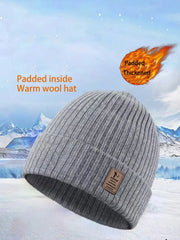 2024 new winter padded warm knitted cap wrapped head cap wool woolen cap men's double thickening set head ski cap