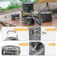 Naturehike Camping Cookware Kit Outdoor Frying Pan Portable Kettle Foldable Picnic Tableware Kitchen Utensils Cooking Utensils
