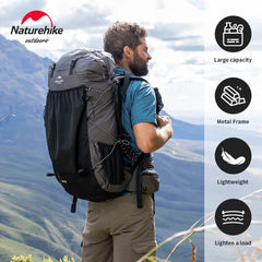 Naturehike Hiking Backpack Outdoor Sports Bag 60+5L Large Capacity Ergonomic Design Backpack Camping Travel Waterproof Bagpack