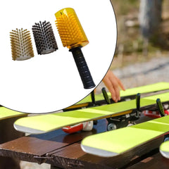 Ski Wax Brush Kit Efficient with Axle Handle Cover Roller Brush Snowboard Maintenance Ski Waxing Brushes Snowboard Waxing Brush