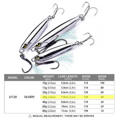 1pc Electroplated Spoon Metal Jigs Fishing Lures with Hooks -10g-80g Ideal for Catching Mackerel, Bass and More