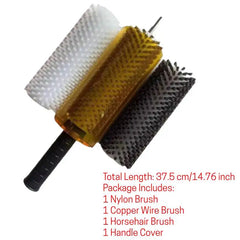 Ski Wax Brush Kit Efficient with Axle Handle Cover Roller Brush Snowboard Maintenance Ski Waxing Brushes Snowboard Waxing Brush