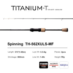 PURELURE TITANIUM-T XUL BFS Rod 0.5-6g Bait Weight 5FT 6FT Perch Trout Bass Spinning Casting Titanium Guide Bracket F MF Action