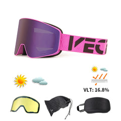 VECTOR Brand Double Layer Anti Fog Magnetic Absorption Cylindrical Ski Goggles UV400 Men Women Ski Glasses Snowboard poc glasses