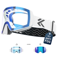 KAPVOE Men Photochromic Ski Goggles OTG Snowboard Glasses Women Anti Fog Magnetic Lens UV400 Protection Snow Sports Eyewear