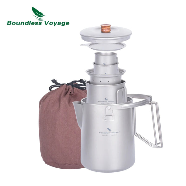 Boundless Voyage 1.5L Titanium Kettle Camping Coffee 500ml Tea Pot Coffee Maker Outdoor Travel Picnic Campfire Stovetop Kettle