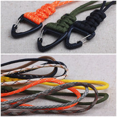 1Pcs 20cm 6 Styles Paracord Keychain Military Braided Nylon Lanyard Metal Triangle Buckle High Strength Parachute Cord Carabiner