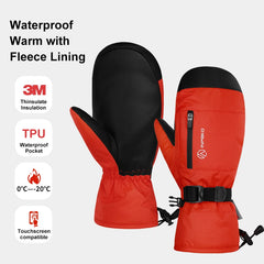 INPAKO Winter Skiing Snowboarding Mittens Gloves Man Waterproof Fleece-Lined Ski Gloves Built-in Wrist Guard for Snowboard