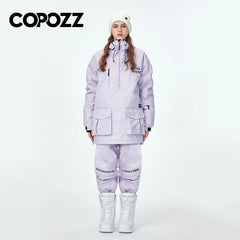 COPOZZ Waterproof Thicken Ski Suit Women Hooded Windproof Ski Jacket Men Winter Sports Warm Ski Pants Outdoor Snowboard Ski Coat
