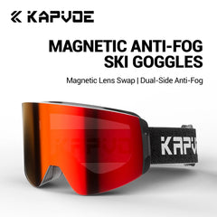 KAPVOE Men Photochromic Ski Goggles OTG Snowboard Glasses Women Anti Fog Magnetic Lens UV400 Protection Snow Sports Eyewear