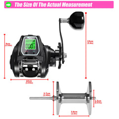 SAMOLLA Large Deep Sea Electronic Fishing Reel Baitcasting Saltwater Waterproof 6.4:1 16KG Drag Catfishing Trolling Metal Base
