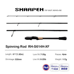 PURELURE SHARPEN Soft Lure Long Spinning and Casting XF/MF Action Rods FUJI Components Bass Pike Rod Fishing Rod Spinning Reel