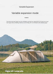 Naturehike Tent CLOUD BOAT 4 Rods Camping Tent 20㎡ Lobby 150D Windproof Rainproof Tunnel Tent With Camp Outdoor Family Tent