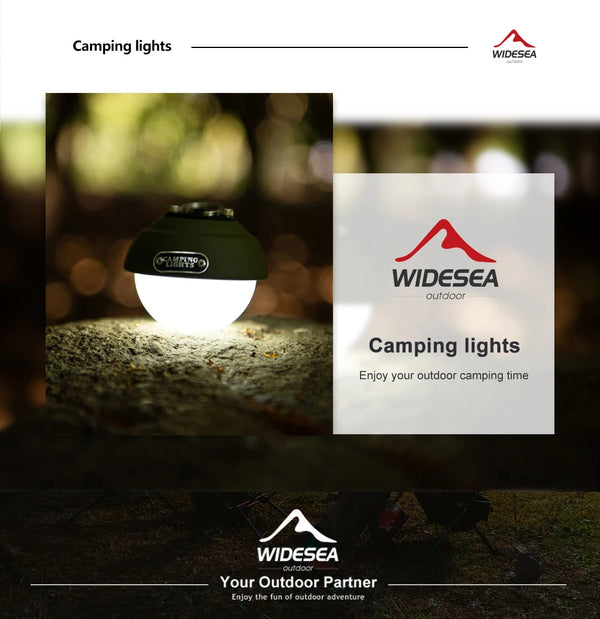 Widesea Camping Light Mini Led Lamp Outdoor Portable Hook Hanging Waterproof Charging Lighting Backpack Tent Hiking Supplies