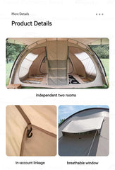 Naturehike Tent CLOUD BOAT 4 Rods Camping Tent 20㎡ Lobby 150D Windproof Rainproof Tunnel Tent With Camp Outdoor Family Tent