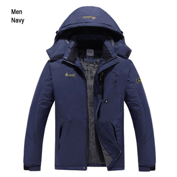 TRVLWEGO Men Jacket Hiking Camping Waterproof Fleece Thermal Coat For Outdoor Trekking Mountain Travel On Foot Skiing Clothing