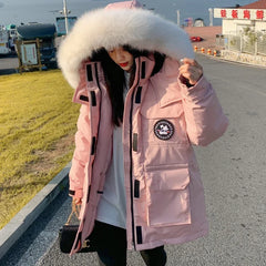 winter new fashion hooded down padded jacket women's thickening winter outdoor snow jacket couple tooling jacket coat