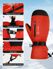 INPAKO Winter Skiing Snowboarding Mittens Gloves Man Waterproof Fleece-Lined Ski Gloves Built-in Wrist Guard for Snowboard