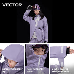 VECTOR Men and Women 3L Partial Cotton Skiing Jacket Windproof and Waterproof Nylon Full Pressure Rubber Outdoor Skiing Clothes
