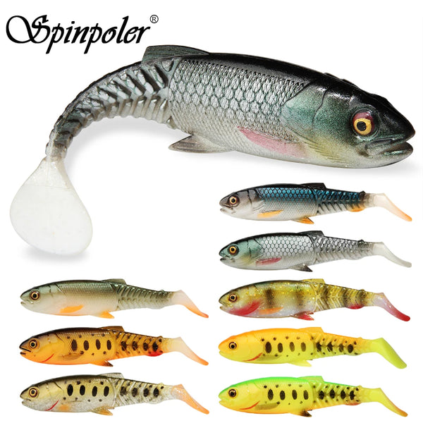 Spinpoler Predator Soft Fishing Lure Swimbait Paddle Tail Silicone Cannibal Artificial Bait Open Mouth Jig Head Bass Sea Wobbler
