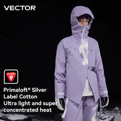 VECTOR Men and Women 3L Partial Cotton Skiing Jacket Windproof and Waterproof Nylon Full Pressure Rubber Outdoor Skiing Clothes