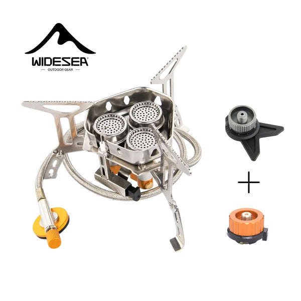 Widesea Camping Tourist Burner Big Power Gas Stove Cookware Portable Furnace Picnic Barbecue Tourism Supplies Outdoor Recreation