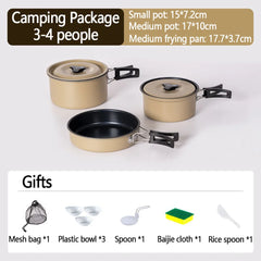 Outdoor Camping Cooker Set Outdoor cookware camping cookware Wild water kettle Cooking Cooker Portable set pot picnic equipment