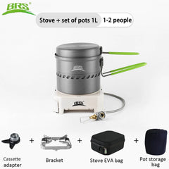 BRS High Efficiency Heat Exchanger Pot 1000/1700ml Outdoor Ultralight Pot Lightweight Camping Stove for Hiking Travel Burner