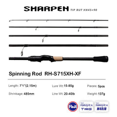 PURELURE SHARPEN Soft Lure Long Spinning and Casting XF/MF Action Rods FUJI Components Bass Pike Rod Fishing Rod Spinning Reel