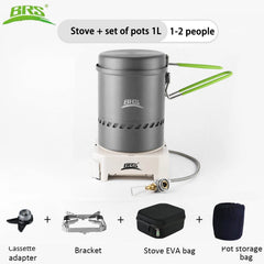 BRS High Efficiency Heat Exchanger Pot 1000/1700ml Outdoor Ultralight Pot Lightweight Camping Stove for Hiking Travel Burner