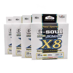 Japan Original 200M 300M YGK G-SOUL X8 JIGMAN 8 Braided Multicolour Fishing Line PE Line High Stength for Bass Carp Fishing Ree